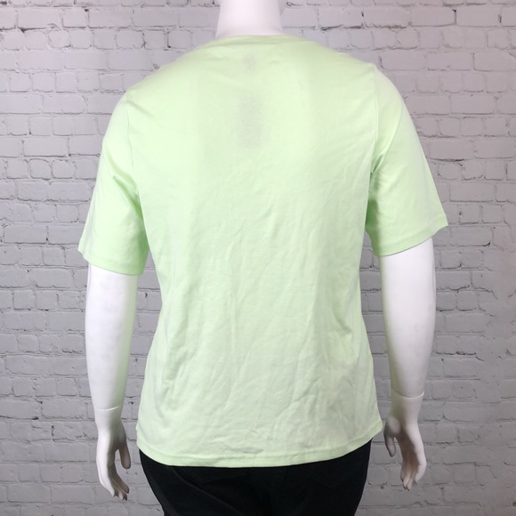 0X 2X Light Green V-Neck Elbow Sleeve Top Plus Sz - Picture 3 of 5